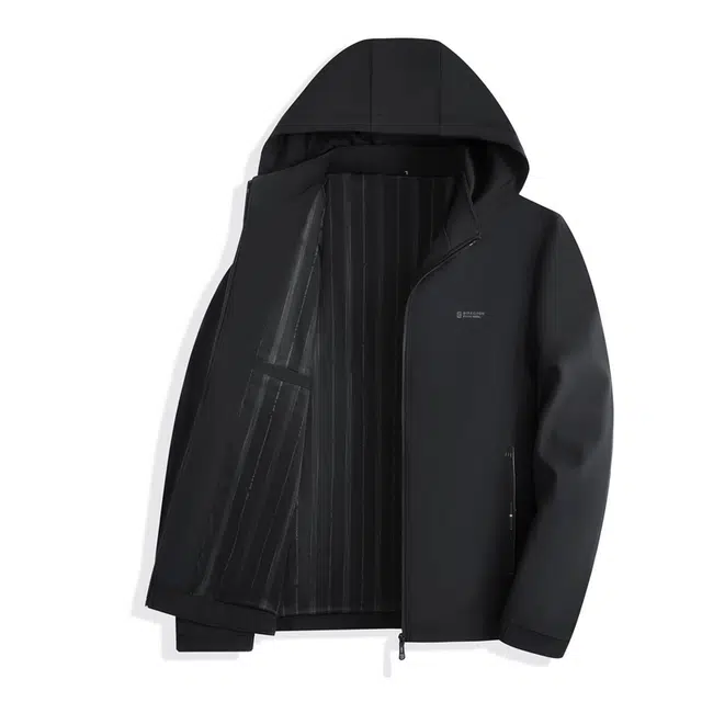 老爷车 户外休闲防风纯色可拆卸帽外套男士春秋季商务日常透气通勤风夹克 男款