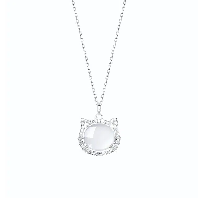 心草 小猫咪 甜美可爱感简约小众设计白月光萌趣 复古轻奢高颜值日常百搭锁骨链#好运天然 玉髓 项链 女款