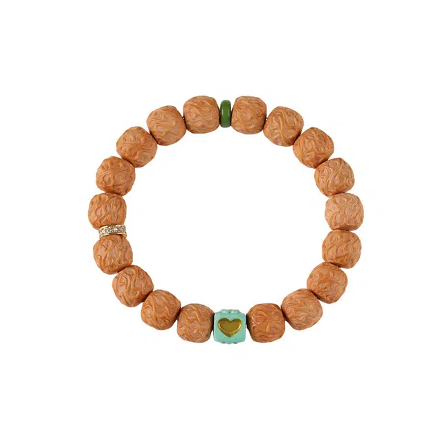 茂琼 好运 经典复古新中式单圈方块菱镁矿隔珠佛家文玩国潮简约饰品 猴头核桃 手串 男女同款情侣款