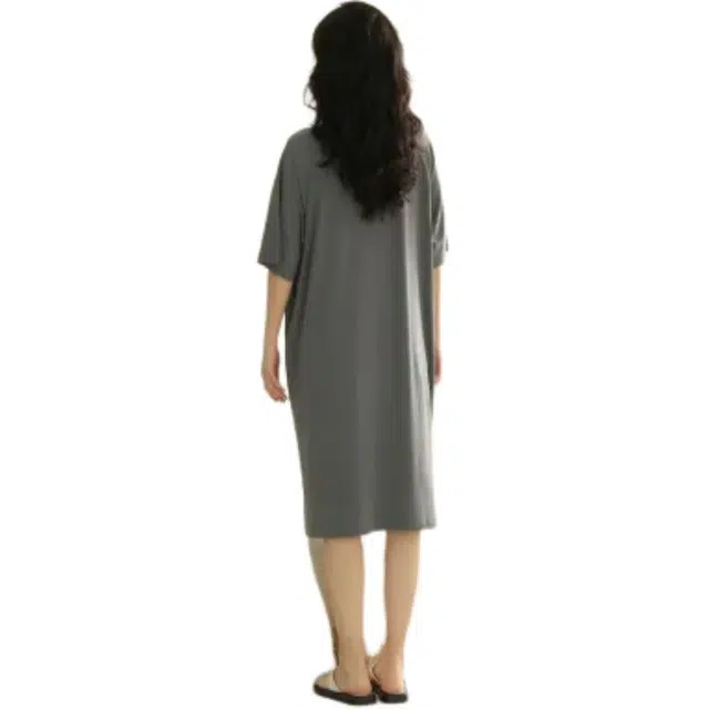 北极绒 大码家居服舒适柔软纯色短袖圆领睡裙 女款