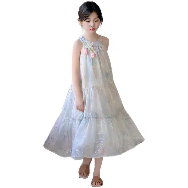 比比我连衣裙 简约舒适清新无袖 中小童