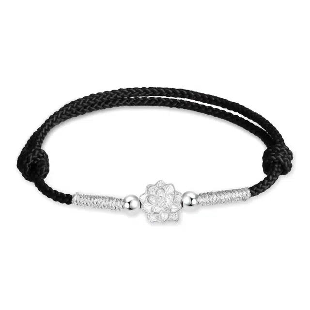 福柚 莲莲生财莲花手饰#好运 棉麻 手绳 男女同款情侣款