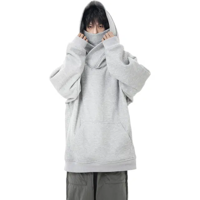 寻星记 美式复古高街假两件百搭防风保暖连帽卫衣 男女同款