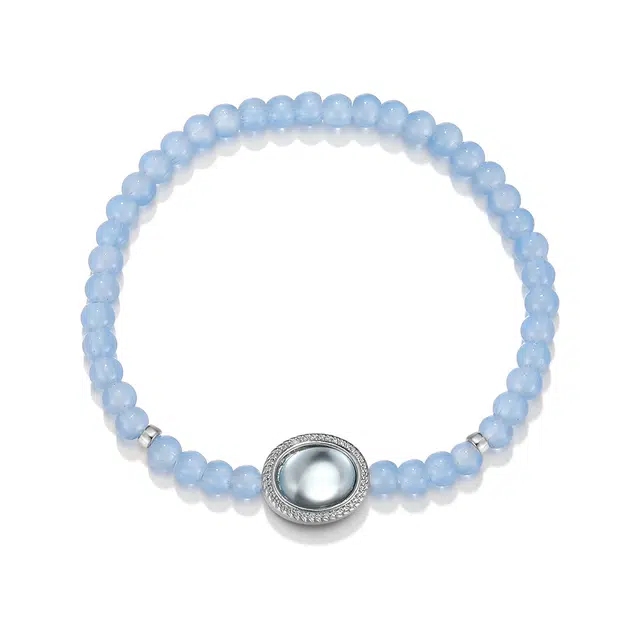 珂里 简约小清新海上浪花手工串珠清冷感转运珠百搭精致优雅显白手饰#好运 合成立方氧化锆 手串 女款