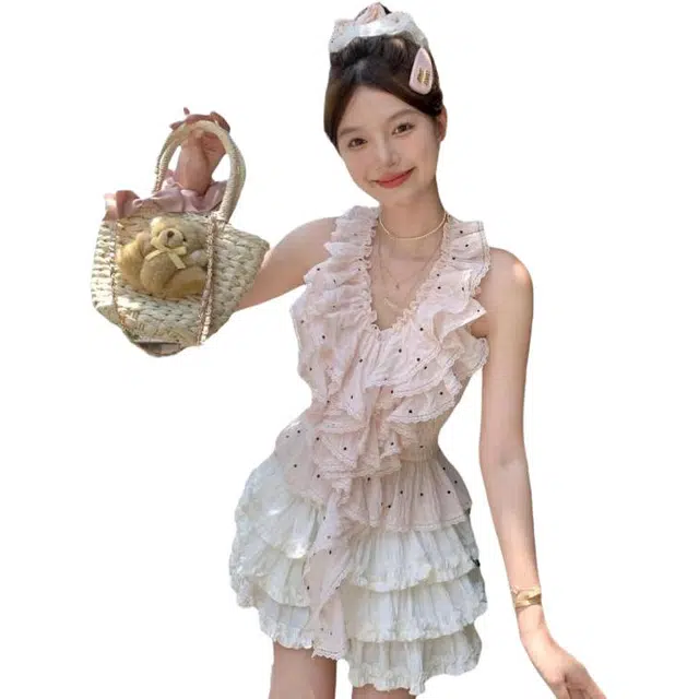 沐晓欣 简约百搭无袖上衣舒适潮流裙子裙装套装 女款