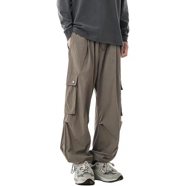 顶峰保罗 复古竖条纹薄款舒适直筒阔腿长裤子日系潮牌宽松简约小众百搭高级感拖地休闲裤 男女同款