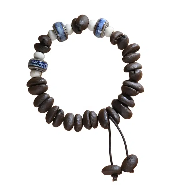 灵晔 国潮新中式咖啡豆复古风小众设计精致精品时尚百搭高级感平安喜乐招财#好运 菩提子/菩提籽 手串 男女同款情侣款