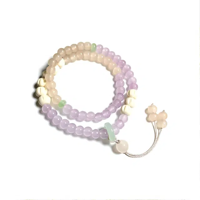 【夏日清新 松雾玫瑰】 缇克玺 精致轻奢百搭叠戴 甜美复古优雅温柔 国潮新中式 日常通勤校园#好运 檀木 手串 女款