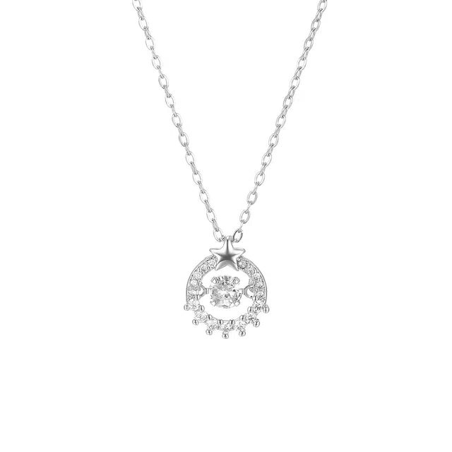 珂里 小众轻奢跳动的星灵动吊坠设计感女生锁骨链简约百搭高级感闪耀出街配饰 合成立方氧化锆 项链 女款