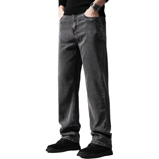 贵色 春秋季 百搭高端莱赛尔冰丝透气薄款阔腿城市机能风外穿直筒休闲长裤牛仔裤 修身 男女同款