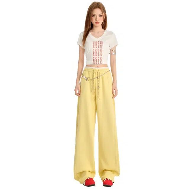 玫丝朵 美式复古慵懒风宽松百搭阔腿垂感休闲裤 女款