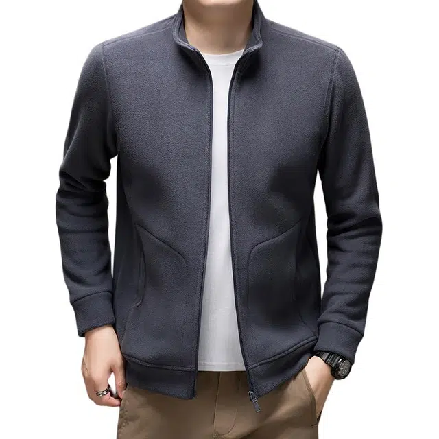 老爷车 双面奥粒绒保暖加厚秋冬户外运动立领摇粒绒弹力拉链夹克绒感外套 男款