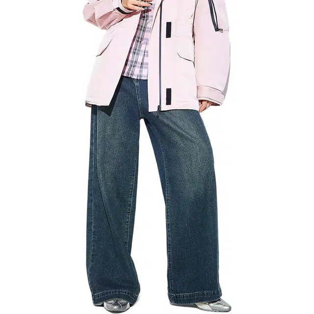 木果果木 复古阔腿宽松自然腰牛仔裤 女款