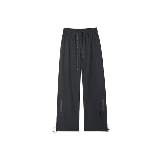 棉基因 美式高街山系户外防风防水弹力透气速干工装裤宽松简约侧拉链褶皱设计登山跑步纯色基础款中腰直筒遮肉显瘦通勤冲锋裤 男女同款