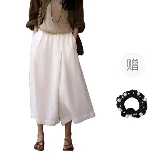 雾闪闪 时尚宽松垂感舒适显瘦凉感阔腿九分休闲裤 女款