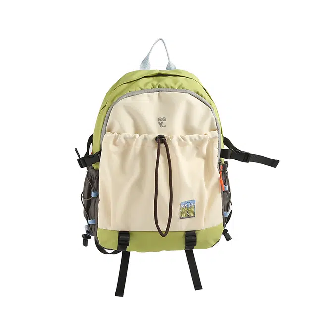 捷朗仕 时尚潮流百搭 尼龙布 双肩包 常规 男女同款情侣款 草绿色/深棕色