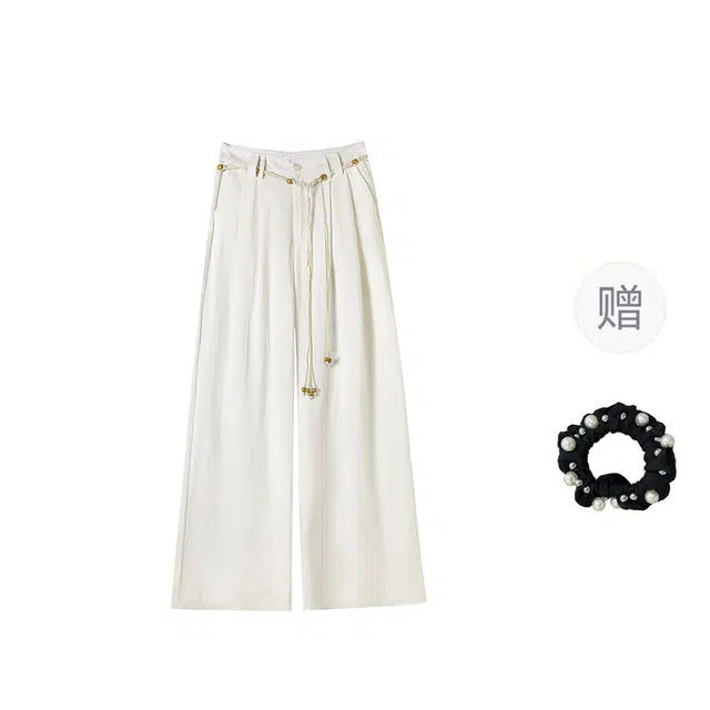 雾闪闪 阔腿裤高腰薄款简约舒适休闲裤 女款