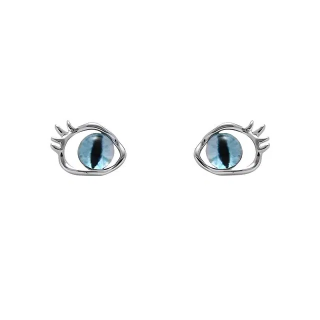 丹琴 蓝色猫瞳独特恶魔之眼 轻奢高级感女生小众设计感辣妹冷淡风百搭耳饰 合金/树脂 耳钉 女款