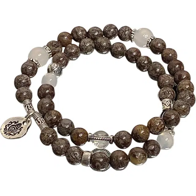 华髻 新中式叠戴双层山鬼花钱民族风 双层叠带 高级感收拾复古串珠民族风 水晶 手串 男女同款情侣款