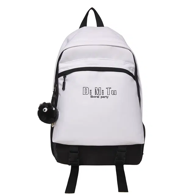 帕克熊 韩版高级拼色日常上课轻便 尼龙 双肩包 常规 男女同款情侣款 多色