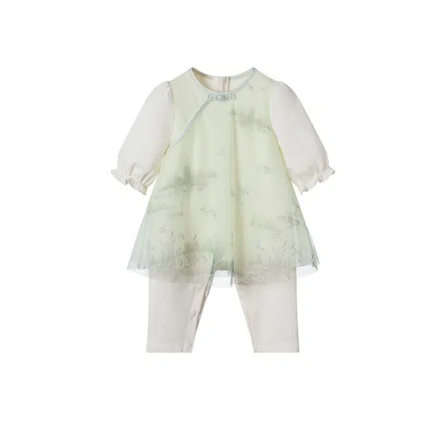 英氏连体衣 假两件透气休闲长袖 婴幼童