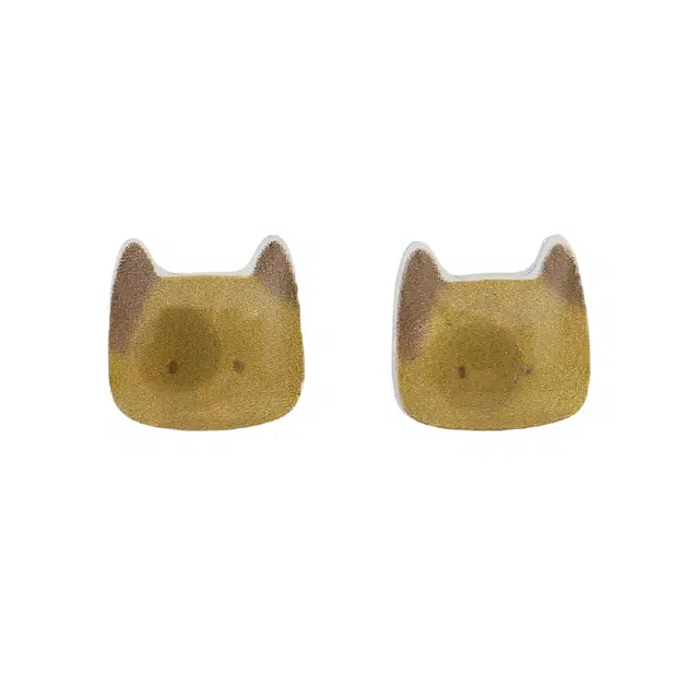 零界 日系可爱猫咪脑袋耳饰套装 卡通小巧精致设计感学生 树脂 耳钉 女款