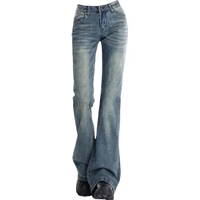 棉基因 美式潮流辣妹低腰弹力修身显瘦微喇裤舒适柔软时尚百搭喇叭裤牛仔裤 女款