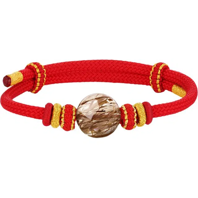 周大生 热情活力 可调节#好运天然 红发晶 手绳 男女同款情侣款