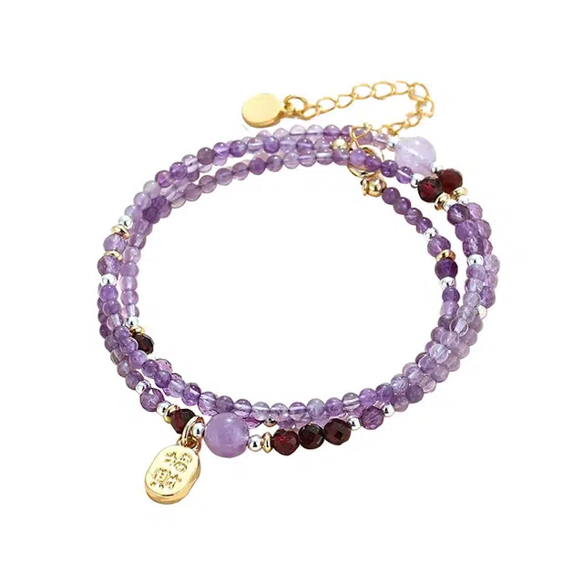百慕眸 紫气东来 招财暴富 新中式古风紫霞仙女 国风小众设计高级感#好运 紫水晶 手串 女款