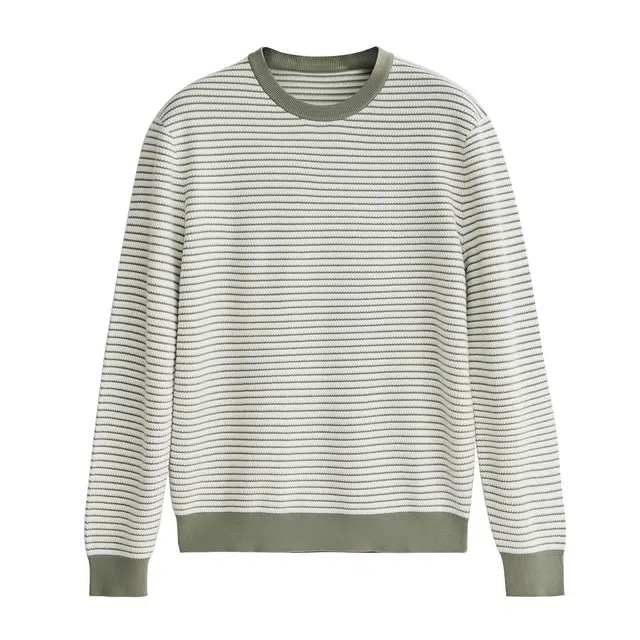 丹宁哲学 蓬松保暖百搭条纹常规长袖圆领宽松型套头针织衫 男款
