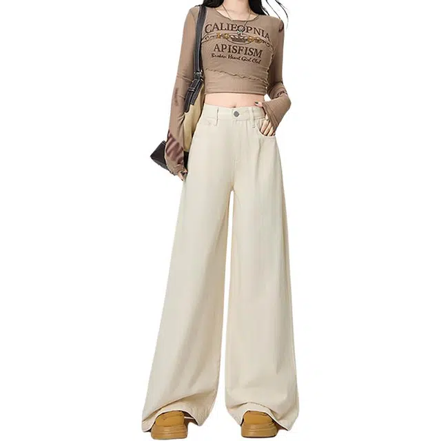 如续 简约时尚柔软水洗宽松阔腿显瘦垂感拖地裤休闲裤 女款