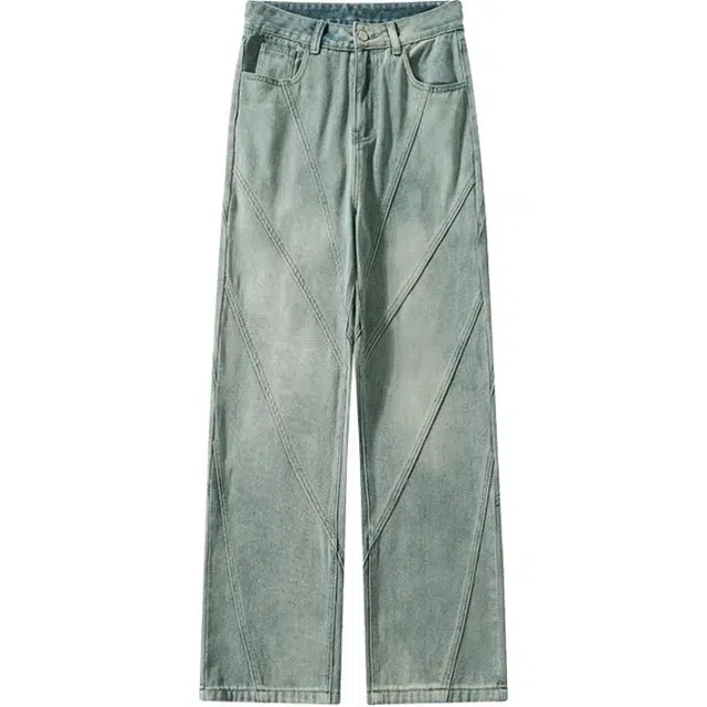 洞洞拐 设计感拼接水洗牛仔裤 男女同款