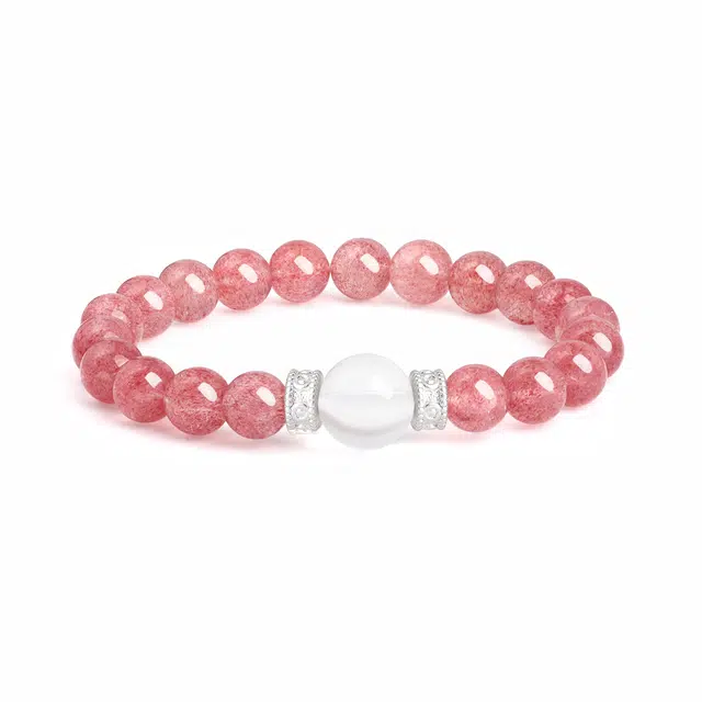 老凤祥 浪漫甜蜜可爱 甜美浪漫桃花运招桃花 小众精致百搭简约个性时尚#好运 粉水晶 手串 女款