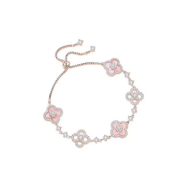 银彦 闪耀满天星幸运四叶草 爆闪气质温柔千金感经典轻奢时尚 森系小清新日常百搭甜美可爱恋爱告白 合金 手链 女款