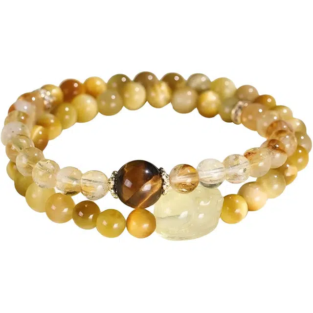 翠雅金楼 新中式柠檬晶貔貅双圈 招财转运吸金暴富#好运步步高升水晶水逆退散事业有成 百搭气质高级感 虎眼石 手串 男女同款情侣款