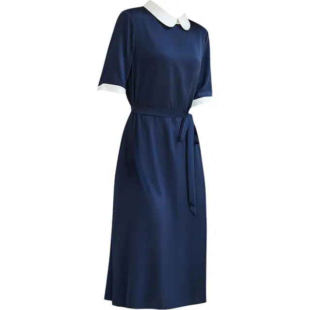 水墨佳人 夏季轻奢气质遮肚子显瘦中长款短袖连衣裙 女款