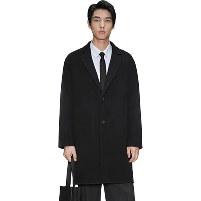 比利斯山羊 简约羊毛长款毛尼大衣外套 男女同款