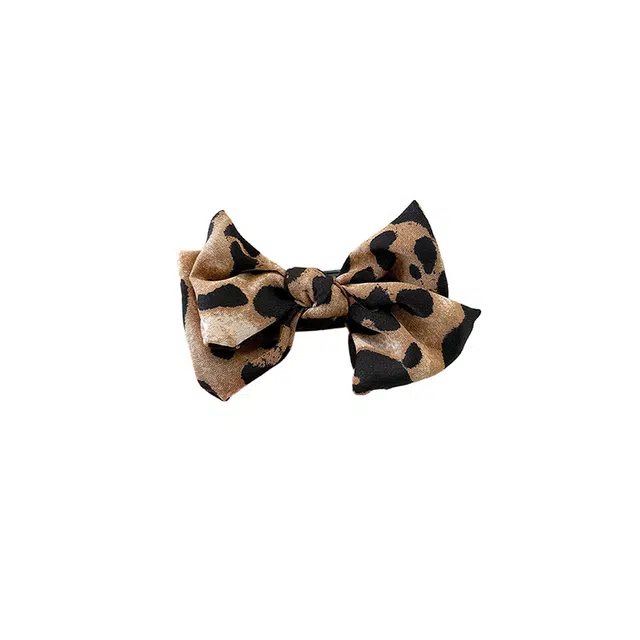 水中玉 豹纹蝴蝶结高级感鲨鱼马尾固定#好运 亚克力 发夹 女款