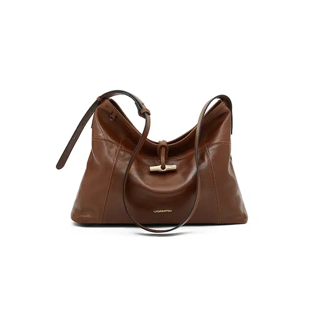 老人头 复古风气质百搭高颜值小众 头层牛皮 单肩斜挎包 女款 棕色/黑色