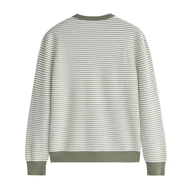 丹宁哲学 蓬松保暖百搭条纹常规长袖圆领宽松型套头针织衫 男款