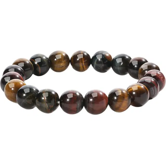 周大生 【升职加薪 助事业】财富能量晶石招财进宝 虎晴石简约时尚通勤叠带#好运天然 虎眼石 手串 男女同款情侣款