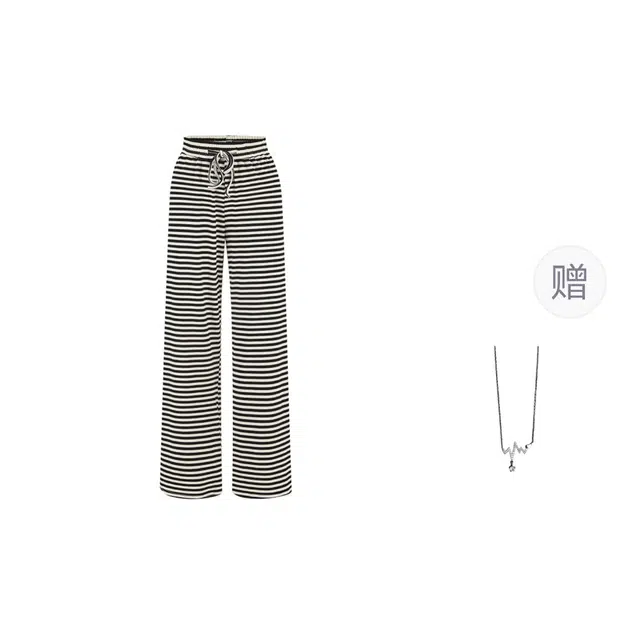 识恩 条纹宽松显瘦舒适直筒休闲裤 女款