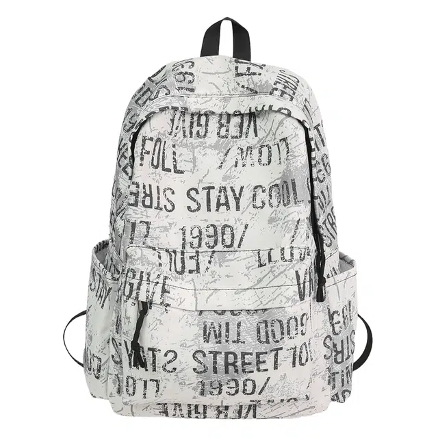 揽月 潮酷字母涂鸦个性轻便 尼龙 双肩包 常规 男女同款情侣款 多色