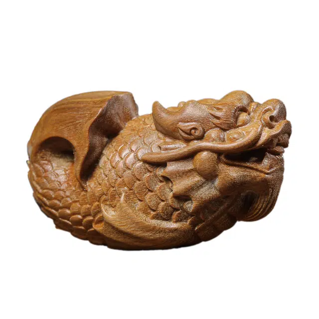 仙友 国潮新中式鱼化龙文玩简约小众轻奢高级感吉祥如意盘玩挂件平安顺遂转运居家车载摆件#好运 绿檀 把件 男女同款情侣款