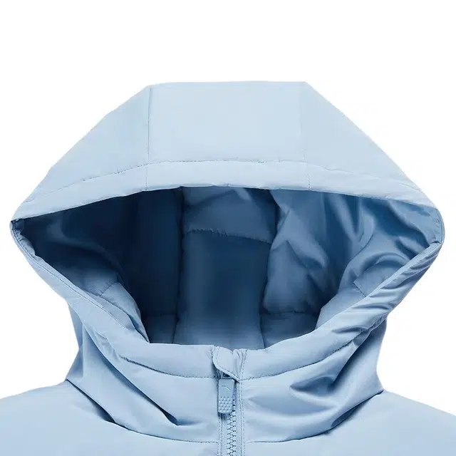 安踏儿童 字母拉链连帽加厚羽绒服 儿童款 板岩蓝