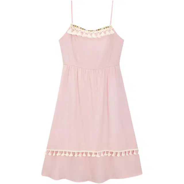 囍鱼少女 法式甜美气质度假风长裙质量好吊带连衣裙 女款