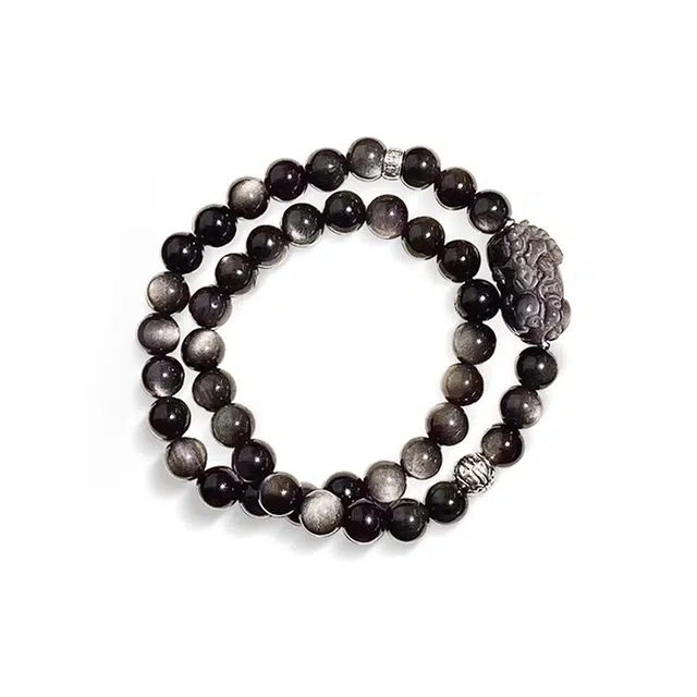 【貔貅】 雅谷 霸气瑞兽吞金兽 祥瑞十二生肖本命年招财进宝 国潮复古转运珠 增强能量百搭珠串#好运天然 黑曜石 手串 男女同款情侣款