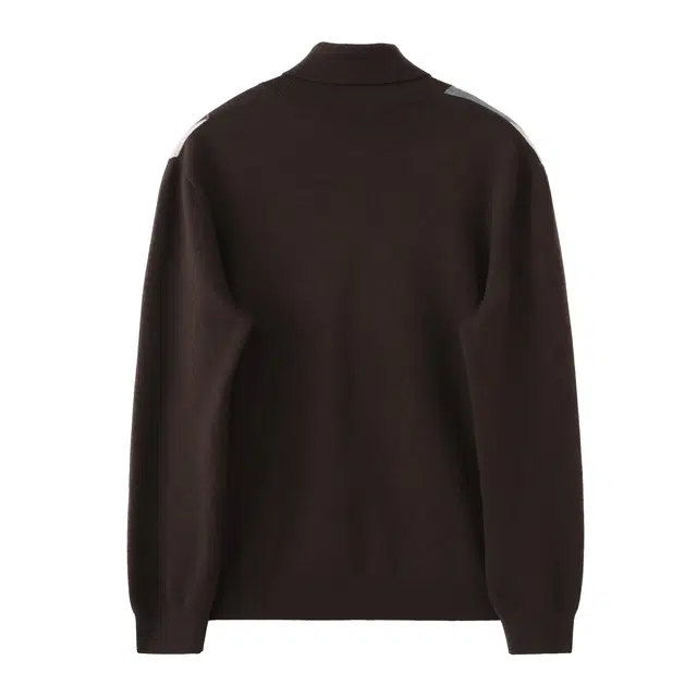 丹宁哲学 塔斯马尼亚羊毛菱形格提花冬季常规长袖可翻高领套头针织衫 男款