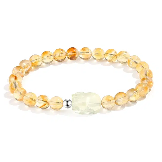 水贝 富贵吉祥好运到来 招财纳福祥瑞貔貅新中式国潮设计精致闪耀百搭通勤日常天然 黄水晶 手串 男女同款情侣款