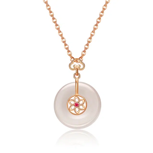 潮宏基 吉言  新中式国风 温柔典雅轻奢小众#好运天然 玉髓 项链 女款